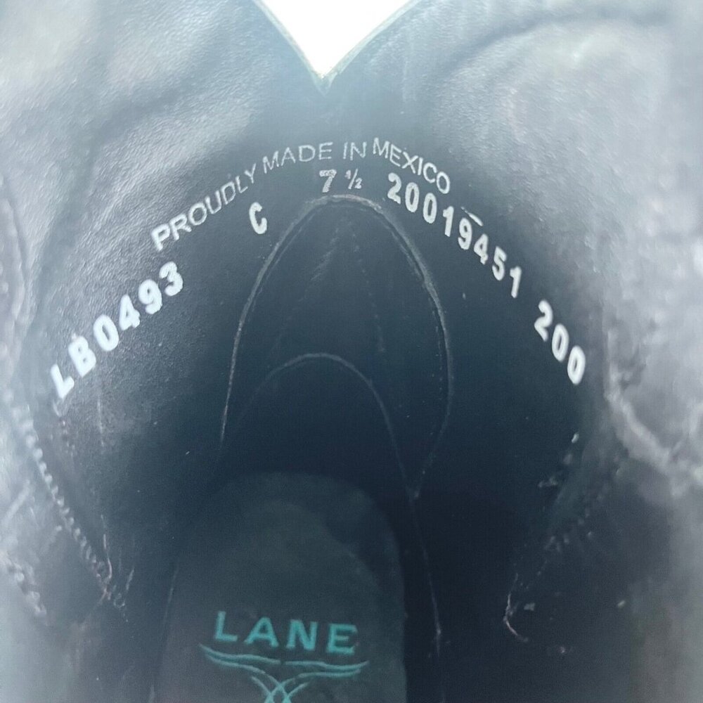 NEW Lane LEXINGTON Black Cowboy Boots Size 7.5 Short Leather Ankle Snip Toe Boot - Picture 9 of 10